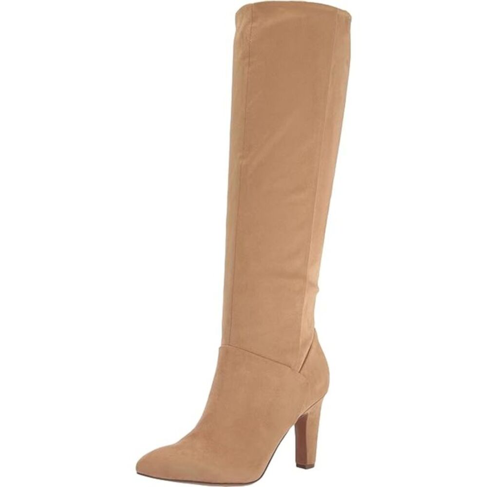 FRANCO SARTO Womens Beige Goring Koko Pointed Toe Zip-Up Heeled Boots 9.5 M